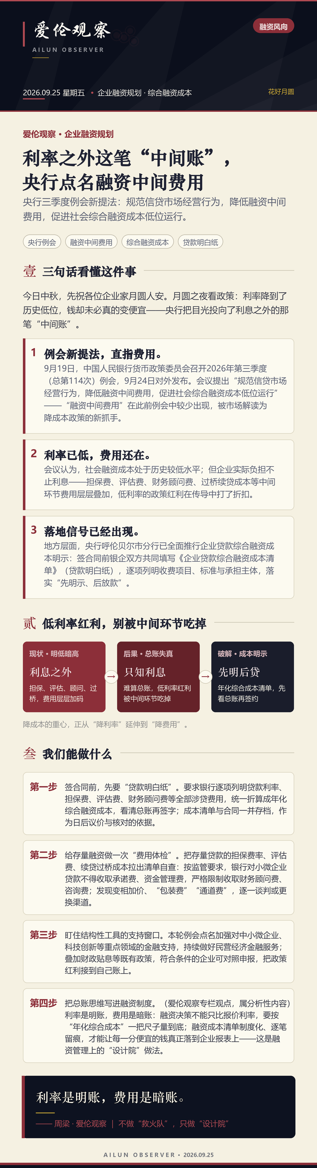 一张图看懂：央行点名融资中间费用的风险链条与应对