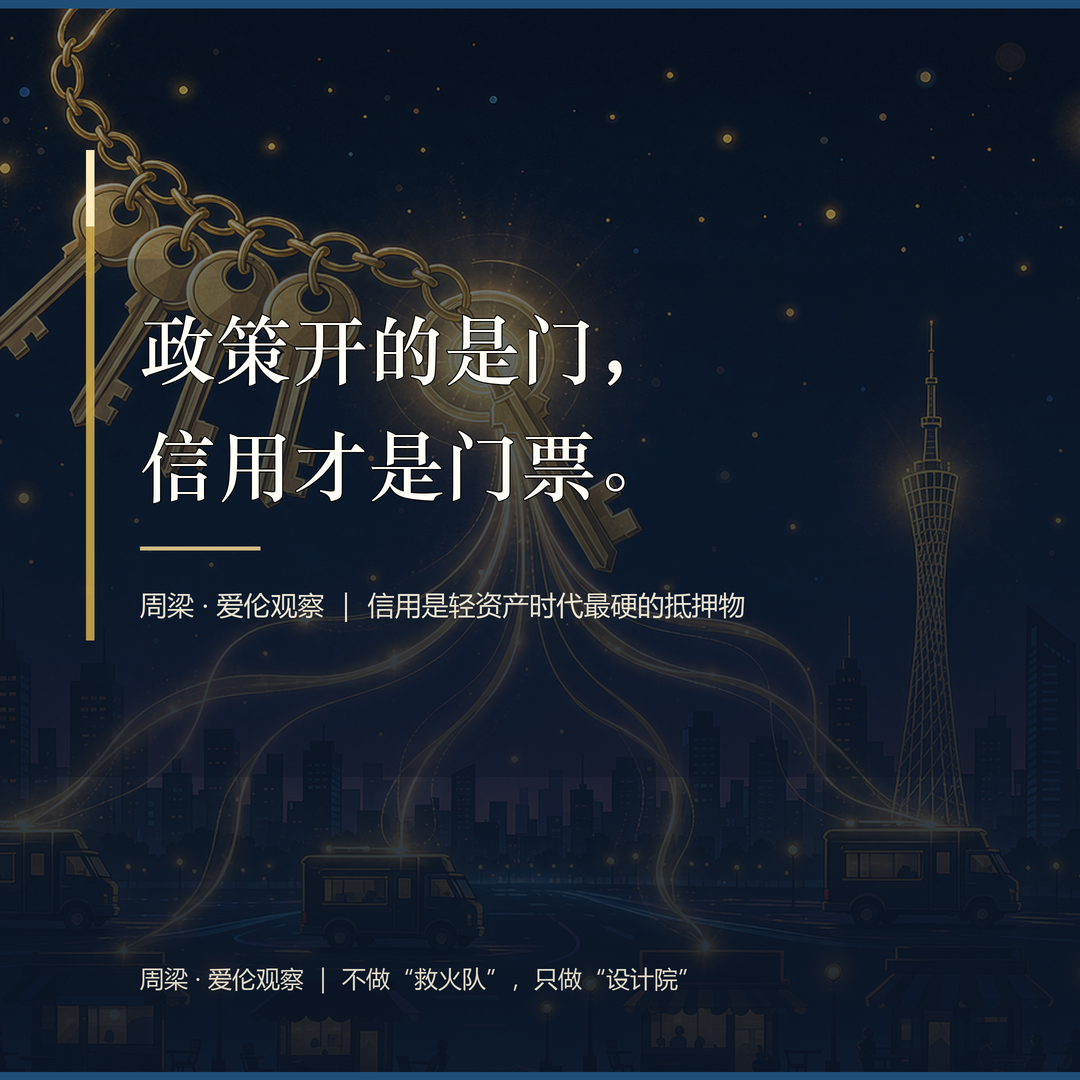 金句：政策开的是门，信用才是门票。